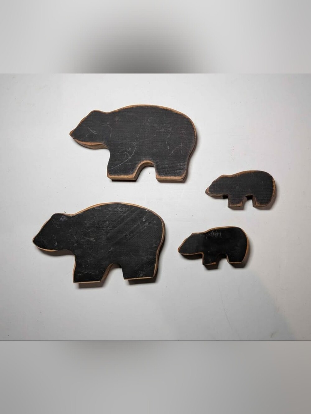Set Of 3 Wooden Black Bears